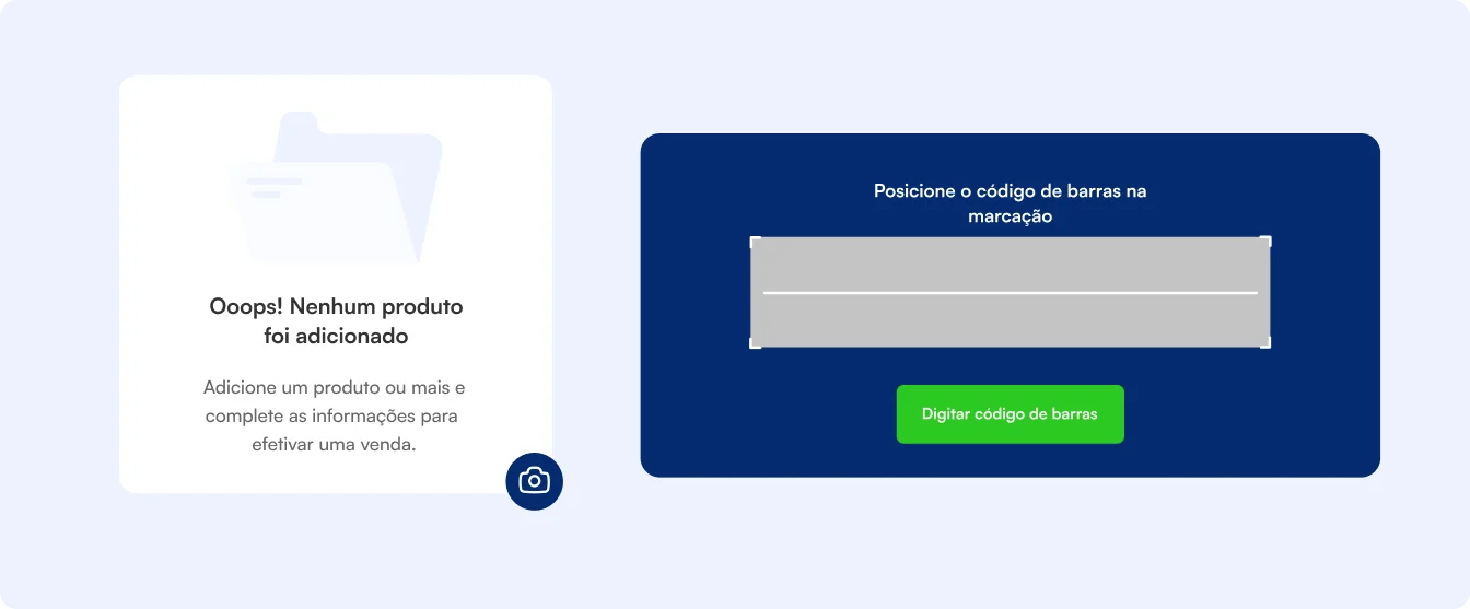 Estado vazio e leitor de código de barras