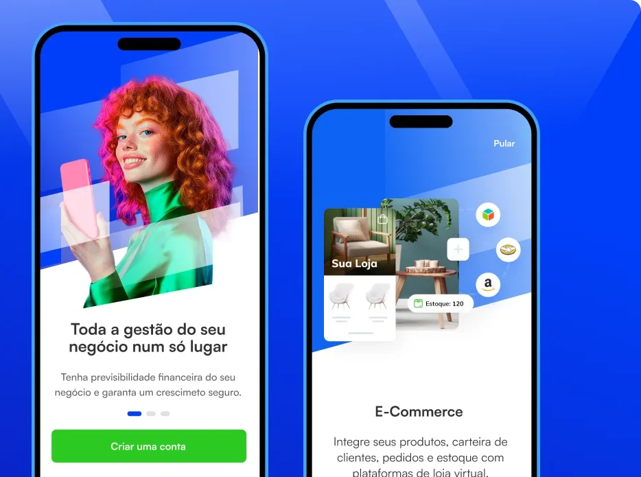 Telas de onboarding e E-Commerce do Easy App