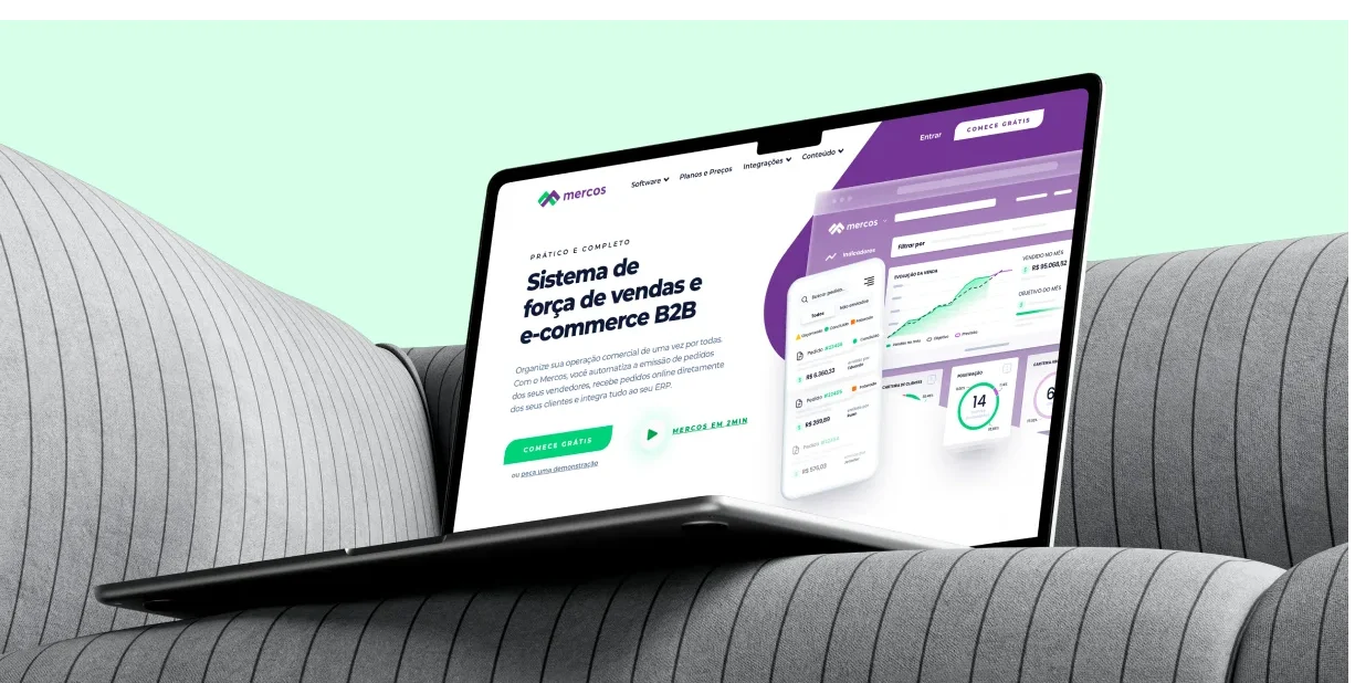 Site Mercos em um notebook