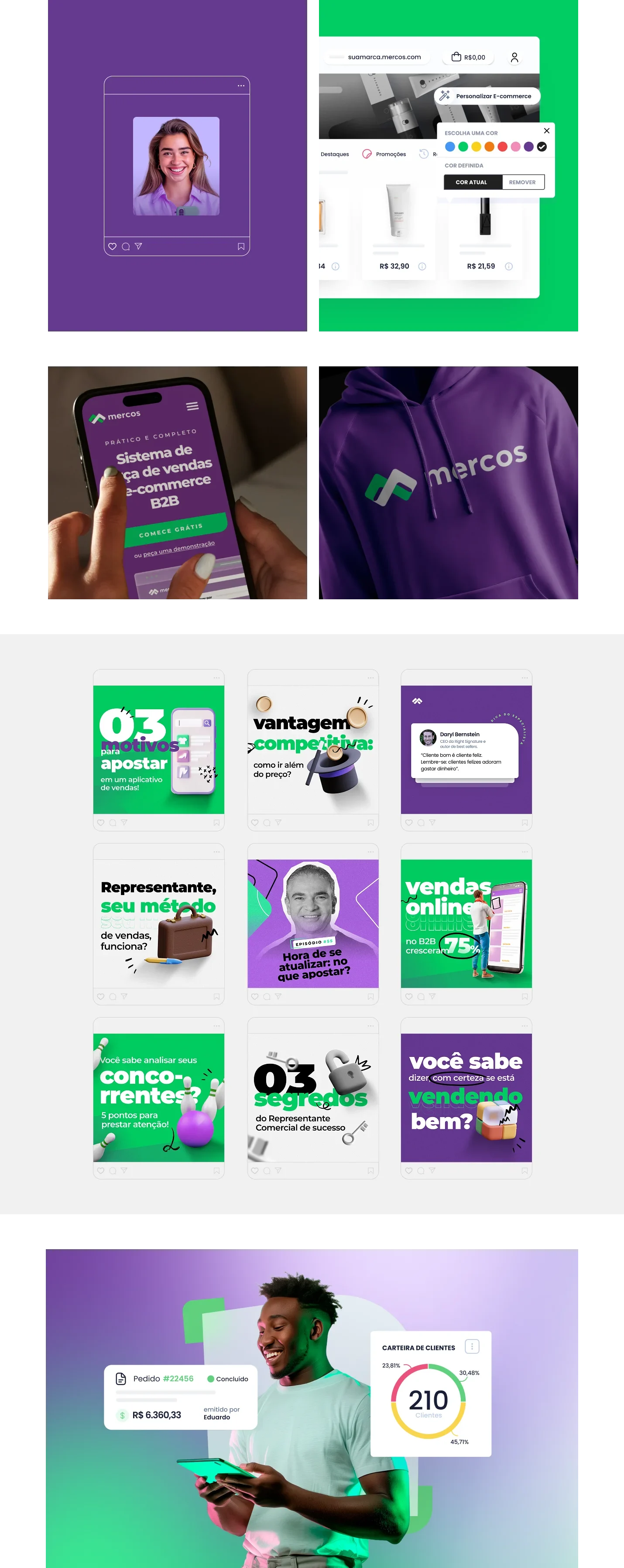 Aplicações de marca e redes sociais Mercos